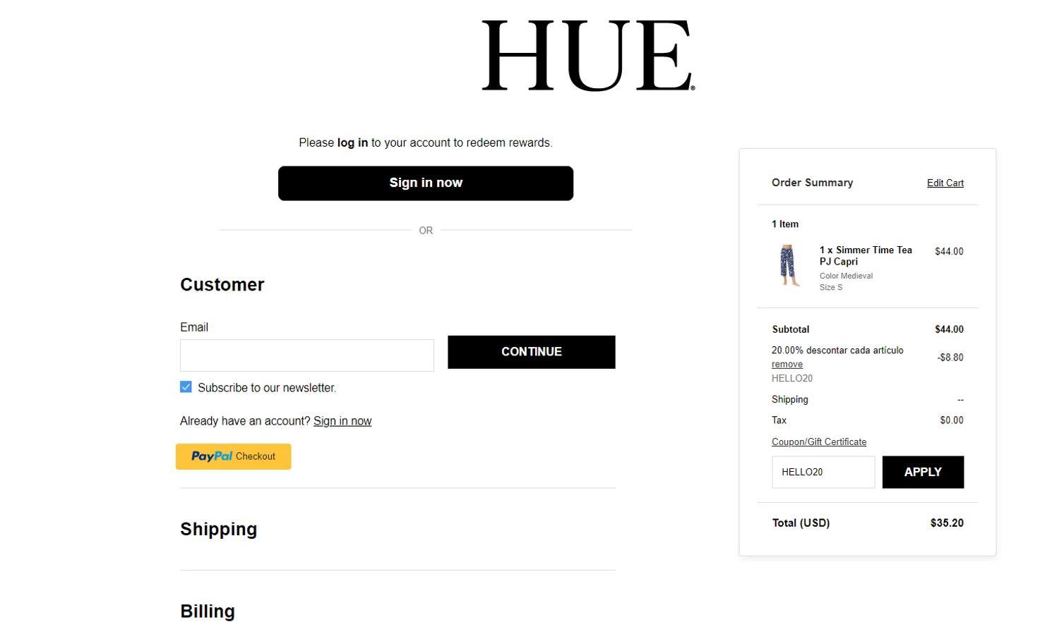 How to apply HUE coupon code